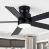 42-Inch Flush Mount Ceiling Fan With 5 Reversible Blades, 18W LED Light, Quiet 6-Speed DC Motor, Remote Control & 3 Color Temps (3000K/4500K/6000K)