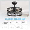 16.5-In Black Enclosed Caged Ceiling Fan With Remote Light(7-Blade)