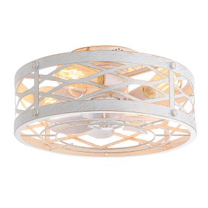 Cain 16.5-In Vintage Distressed White Low Profile Ceiling Fan With Remote Control(7-Blade)