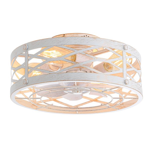 13_696abad5-1a1d-478b-ab37-e689d2385a56.jpg Cain 16.5-In Vintage Distressed White Low Profile Ceiling Fan With Remote Control(7-Blade)