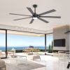 72" Modern LED Ceiling Fan With Remote, 7 Reversible Black/Dark Walnut Blades, Quiet DC Motor, 3-Color Light3000K/4000K/600K, 6-Speed Reversible Airflow, Includes 6"/12"/24" Downrods For Large Rooms
