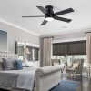 42-Inch Flush Mount Ceiling Fan With 5 Reversible Blades, 18W LED Light, Quiet 6-Speed DC Motor, Remote Control & 3 Color Temps (3000K/4500K/6000K)