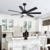 60-Inch Modern Matte Black 7-Blade Ceiling Fan With 18W LED Light, 6-Speed DC Motor,Remote,3 Color Temps And Dual Downrods (6" & 12")
