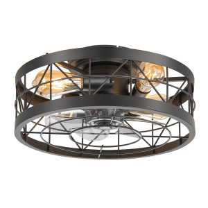 16.5-In Black Low Profile Ceiling Fan With Remote Control(7-Blade)