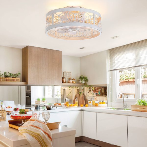 16.5-In Vintage Distressed White Low Profile Ceiling Fan With Light And Remote Control(7-Blade)