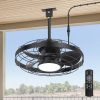 20" Plug-In Outdoor  Ceiling Fan with Light, IP44 Waterproof,Matte Black Finish, 5 ABS Blades, Integrated 16W LED (3 Color Temps, Dimmable), Quiet Energy-Saving DC Motor, 6 Speeds with Timer, Remote Control, Reversible Airflow, Includes 6" & 10" Downrods