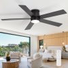 42"/52" Ceiling Fan With Light, Matte Black Finish, 5 Black Blades, Acrylic 18W LED (3 Color Temps With Memory), Quiet DC Motor, 6 Speeds, Forward/Reverse Airflow, Timer, Full Remote Control Included