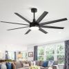 65-Inch 8-Blade Industrial LED Ceiling Fan With Remote Control And Light Kit,7" And 12"Downrod Included
