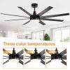 65-Inch 8-Blade Industrial LED Ceiling Fan With Remote Control And Light Kit,7" And 12"Downrod Included