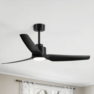 52'' Ceiling Fans With Lights Remote, Black Farmhouse Ceiling Fan With Light, 3 Blades,6 Speeds Reversible DC Motor Noiseless, Modern Ceiling Fan For Patios, Living Room, Porch