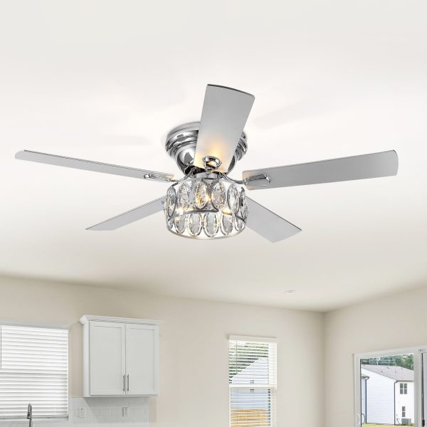 52-In 5-Blade Flush Crystal Ceiling Fan With Light Kit And Remote Control Included