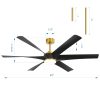 65-In Indoor Large LED Ceiling Fan With Light Remote (6-Blade)