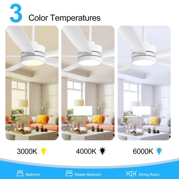 24028-AW-22.jpg 52-Inch 5-Blade LED Ceiling Fan With Light And Remote,5" And 10" Downrods Included