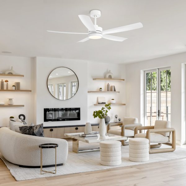 24028-AW-y2.jpg 52-Inch 5-Blade LED Ceiling Fan With Light And Remote,5" And 10" Downrods Included