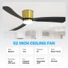 52 Inch Ceiling Fan With Light And Remote, Low Profile Flush Mount Ceiling Fans, Reversible DC Motor, 3-Blade, 6-Speed, Industrial Ceiling Fan With LED Light Chandelier For Bedroom