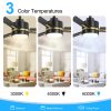 52" Ceiling Fans With Lights, Black Modern Ceiling Fan With Remote, Farmhouse Indoor Ceiling Fan,Quiet & Strong Motor, Bright LED Light For Bedroom,6 Speeds Silent Reversible DC Motor