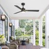 52" Ceiling Fans With Lights, Black Modern Ceiling Fan With Remote, Farmhouse Indoor Ceiling Fan,Quiet & Strong Motor, Bright LED Light For Bedroom,6 Speeds Silent Reversible DC Motor