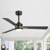 52" Ceiling Fans With Lights, Black Modern Ceiling Fan With Remote, Farmhouse Indoor Ceiling Fan,Quiet & Strong Motor, Bright LED Light For Bedroom,6 Speeds Silent Reversible DC Motor