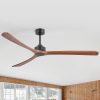 72-In Ceiling Fan With 3 Solid Wood Blades And Remote Without Light,6" And 12" Downrods Included