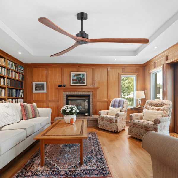 72-In Ceiling Fan With 3 Solid Wood Blades And Remote Without Light,6" And 12" Downrods Included