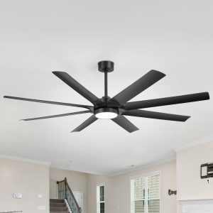 72-In 8-Blade Integrated LED Ceiling Fan With Light And Remot,6 And 12 Downrods Included