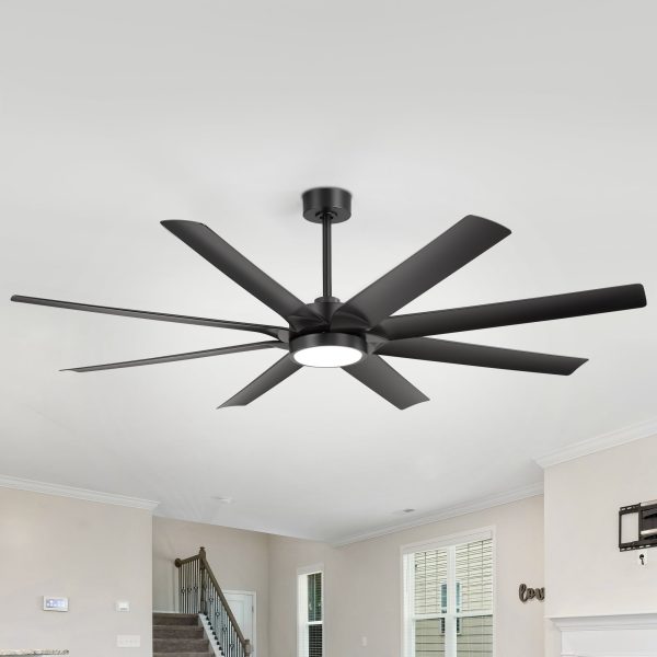 72-In 8-Blade Integrated LED Ceiling Fan With Light And Remot,6 And 12 Downrods Included