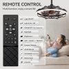 19.7-Inch Caged Ceiling Fan With Light C Matte Black Finish, Quiet DC Motor, Remote Control,5 ABS Blades, Dimmable LED With 3 Color Temperatures,2 Downrods Included6" & 10"