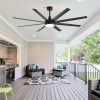 72-Inch Industrial Ceiling Fan With Lights And Remote, 8 ABS Blades, Quiet Reversible DC Motor, 6-Speed, Timer Function, 3 Color LED Light Chandelier