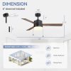52-Inch 3 Reversible Blades Ceiling Fan With LED Light,Pull Chain And 6" Downrod Included