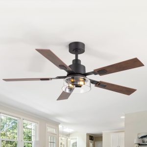 52-Inch 5-Blade Traditional Ceiling Fan With Light Remote,6in Downrod Included