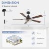 52-Inch 5-Blade Traditional Ceiling Fan With Light Remote,6in Downrod Included