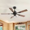 52-Inch Industrial Reversible 5-Blades Glass Shade Ceiling Fan With Remote And Light Kit