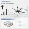 Large 84-In Modern Industrial 8-Blade Large Ceiling Fan With LED Light And Remote,6,12 And 24 Downrod Included