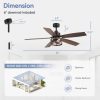 52-Inch Farmhouse Caged Ceiling Fan With Light And Remote,5 Reversible Blades And 6" Downrod Included