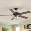 52" Farmhouse Industrial Ceiling Fan With Light, 5 Reversible Wood Grain Blades, DC Motor, Remote Control, 6 Speeds, Forward/Reverse, Matte Black Finish, 6 Downrod, Glass Lampshade,E26 Bulb Base (2 Bulbs Required, Not Included)
