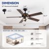 52" Farmhouse Industrial Ceiling Fan With Light, 5 Reversible Wood Grain Blades, DC Motor, Remote Control, 6 Speeds, Forward/Reverse, Matte Black Finish, 6 Downrod, Glass Lampshade,E26 Bulb Base (2 Bulbs Required, Not Included)