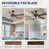 52" Farmhouse Industrial Ceiling Fan With Light, 5 Reversible Wood Grain Blades, DC Motor, Remote Control, 6 Speeds, Forward/Reverse, Matte Black Finish, 6 Downrod, Glass Lampshade,E26 Bulb Base (2 Bulbs Required, Not Included)