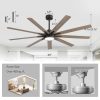 29024-BKZ1_HD.jpg 65" LED Ceiling Fan With Light, Matte Black Finish, 9 Blades, Integrated 22W LED (3 Color Temps With Memory), Quiet Energy-Saving DC Motor, 6 Speeds With Timer, Remote Control, 6" And 12" Downrods Included, Forward/Reverse Airflow For Large Rooms