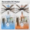 29024-BKZ6.jpg 65" LED Ceiling Fan With Light, Matte Black Finish, 9 Blades, Integrated 22W LED (3 Color Temps With Memory), Quiet Energy-Saving DC Motor, 6 Speeds With Timer, Remote Control, 6" And 12" Downrods Included, Forward/Reverse Airflow For Large Rooms