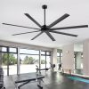 29030-BKJ7.jpg 84-Inch Ceiling Fan Without Light, Matte Black Finish, 8 Aluminum Blades, Energy-Saving DC Motor, 6-Speed Remote Control With Forward/Reverse, 1/2/4/8H Timer, Includes 6", 12" & 24" Downrods, Quiet Operation For Large Rooms Or Patios