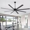 29030-BK_2.jpg 84-Inch Ceiling Fan Without Light, Matte Black Finish, 8 Aluminum Blades, Energy-Saving DC Motor, 6-Speed Remote Control With Forward/Reverse, 1/2/4/8H Timer, Includes 6", 12" & 24" Downrods, Quiet Operation For Large Rooms Or Patios