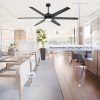 72-in 6-Blade  Integrated LED Ceiling Fan with Light Remote,7" and 12" Downrod Included