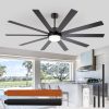 75"/80" Large Ceiling Fan With Reversible Blades, Matte Black Finish, Quiet DC Motor, 24W LED Light (3 Color Temps), Memory Function, 6-Speed Remote With Timer, Downrods Included