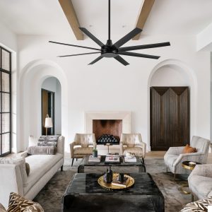 65-Inch Industrial Ceiling Fan, No Light With Remote, 8 ABS Blades, Quiet Reversible DC Motor, 6-Speed, Timer Function