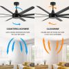 72-Inch Industrial Ceiling Fan, No Light With Remote, 8 ABS Blades, Quiet DC Motor, 6-Speed, Timer Function