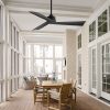 52-Inch 3-Blade Ceiling Fans With Remote Without Light, Quiet Reversible DC Motor, 6-Speed, Industrial Matte Black Ceiling Fans For Kitchen Home Office