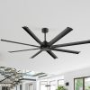 Large 72-in  Matte Black Ceiling Fan with Remote without Light-8 Aluminum Blades6in and 12in Downrods Included