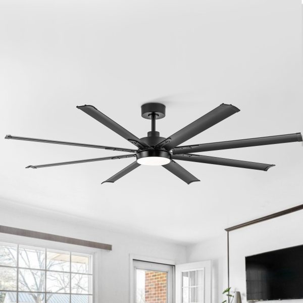 72-Inch Modern Ceiling Fan With Remote, Reversible Powerful DC Motor, 8 Aluminum Blades, 6-Speed, Dual Downrods7&24, LED Light Kit With 3 Color Temps(3000K/4500K/6000K), Black/Gold Black/White/Gold White Finish For Large Room