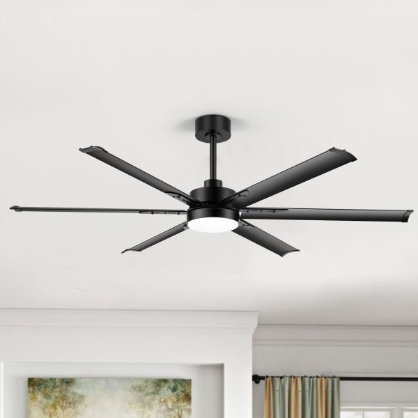 65-Inch Indoor Large LED Ceiling Fan With Light Remote (6 Aluminum Blades)