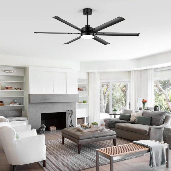65-Inch Indoor Large LED Ceiling Fan With Light Remote (6 Aluminum Blades)